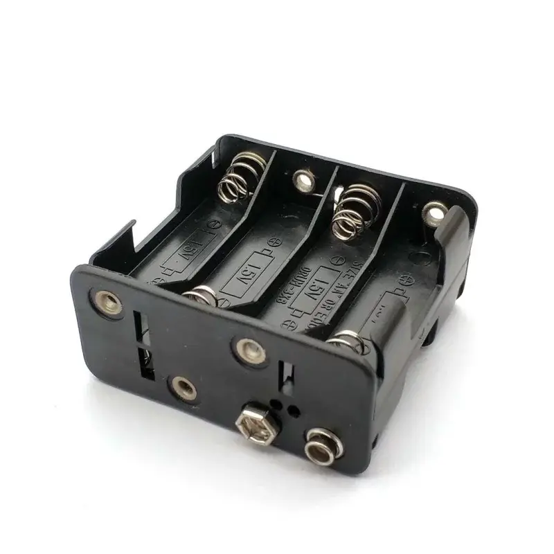 Batériový box pre 8 kusov AA batérií, 12V, s 9V batériovou päticou, obdĺžnik