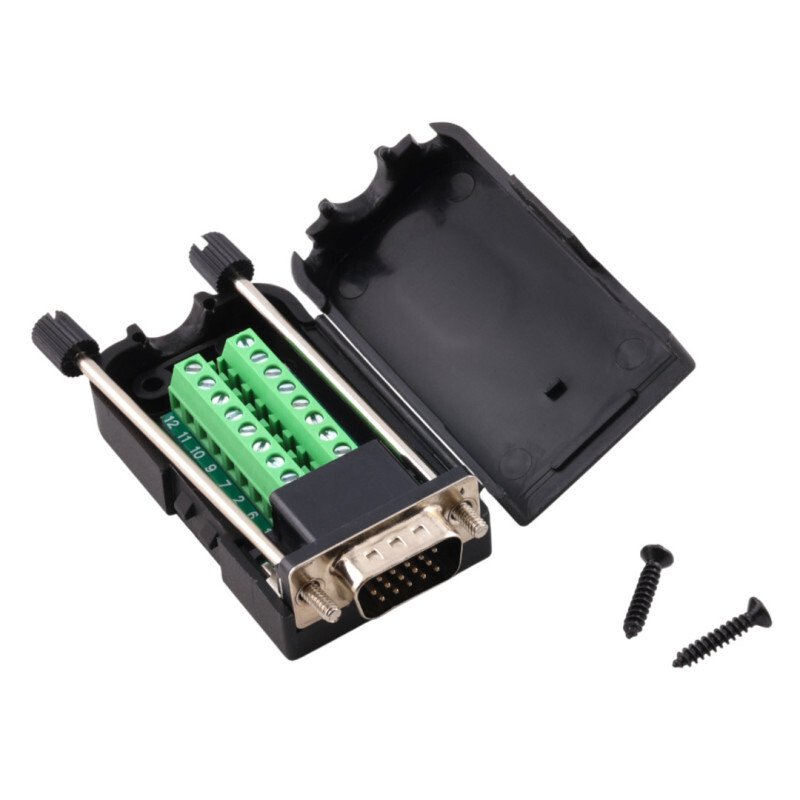 Konektor D-SUB DE15 (DB15) káblový, samec so skrutkami, skrutkovací