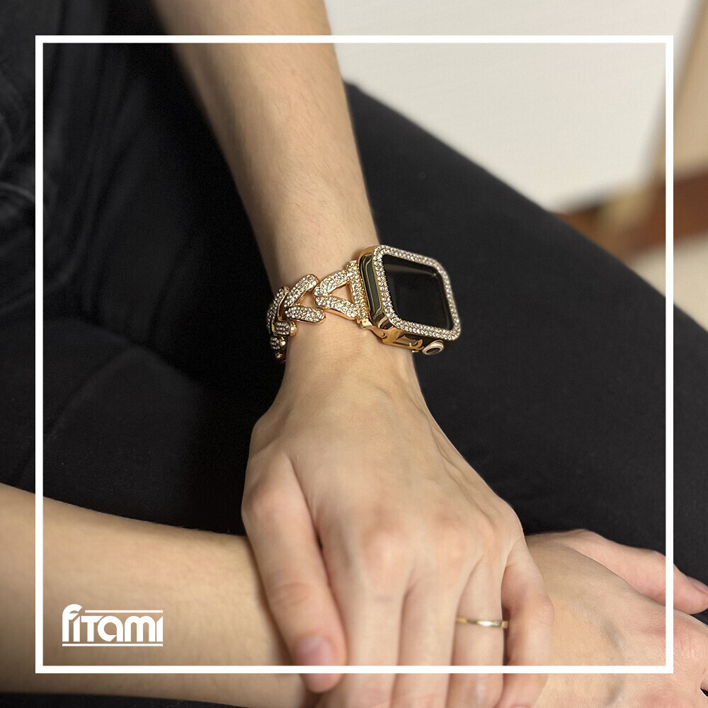 Štýlový remienok s puzdrom pre Apple Watch - Rose Gold Veľkosť: 38mm, Farba: Pink Gold