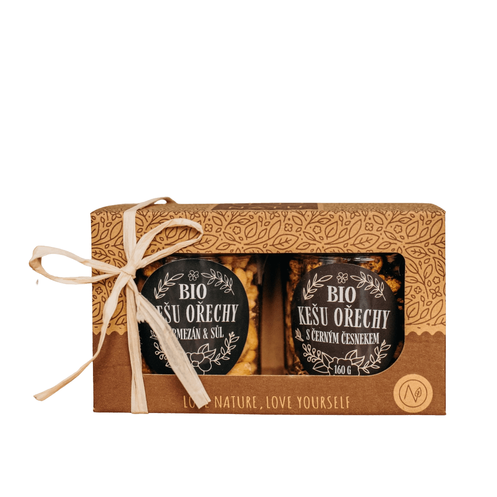 NATU Darčekový set BIO kešu orechov deluxe II., 2 x 160 g