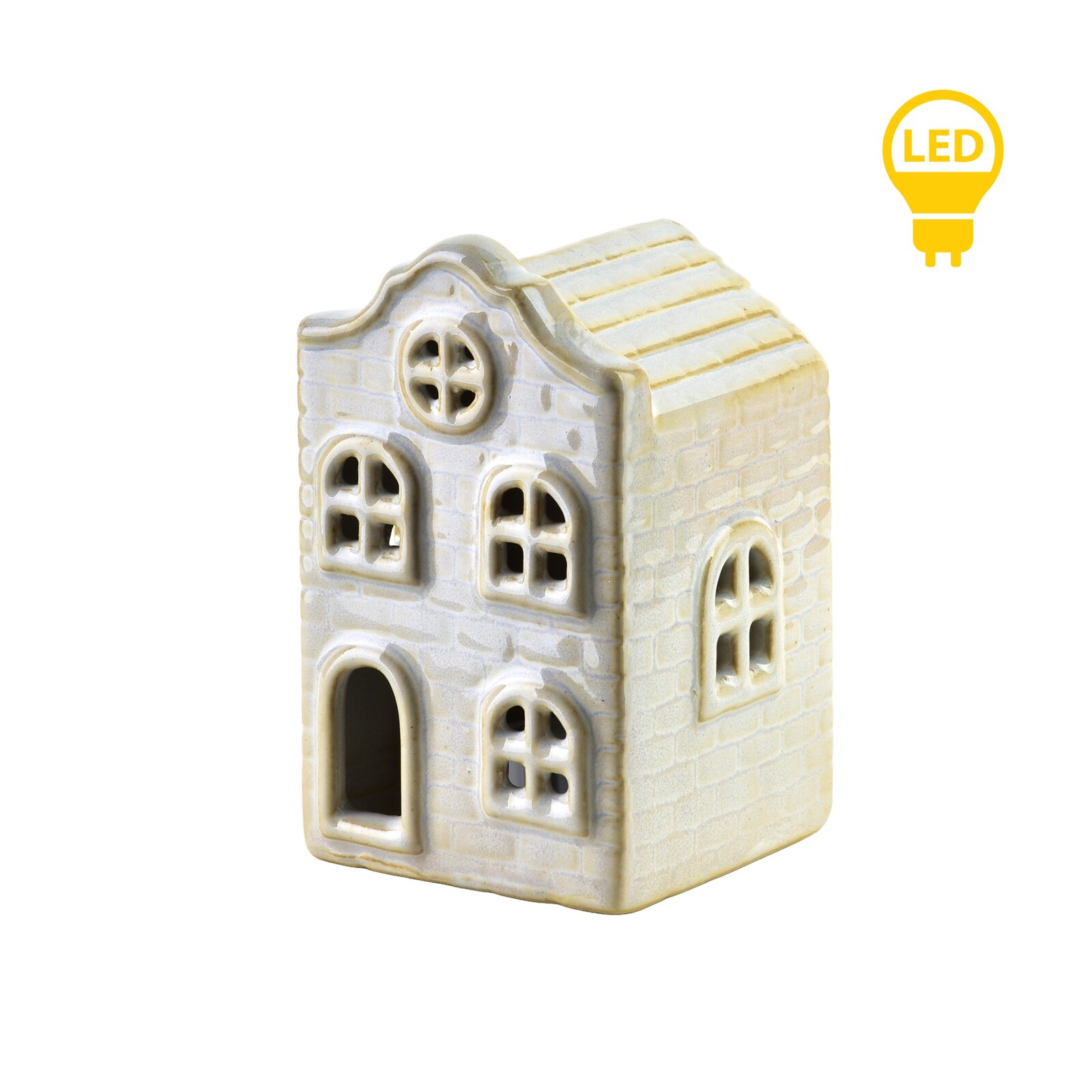 Vánoční keramická LED dekorace Larsen III bílá