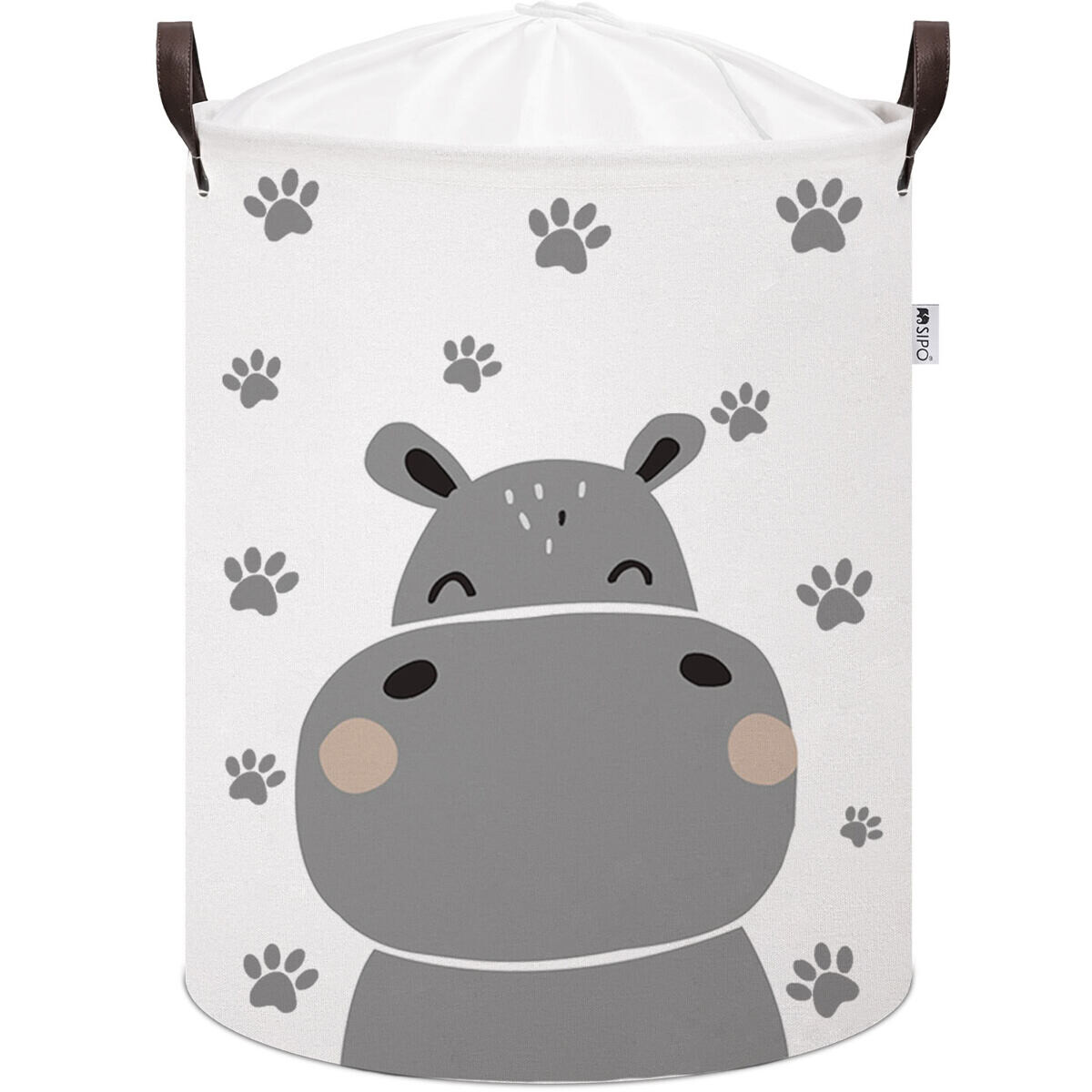 Sipo Kôš na hračky so šnúrkou, skladací bavlnený / 43 l, Hippo