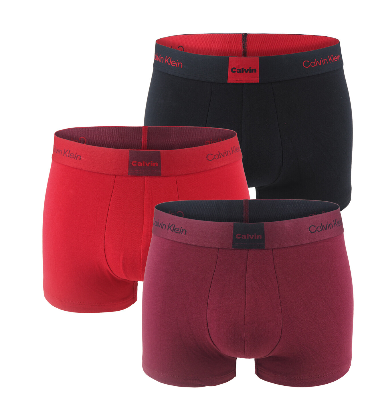 Calvin Klein - boxerky 3PACK Icon cotton logo graphic red & wine tones