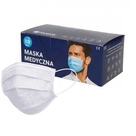 POLMASK Rúško zdravotnícke biele nesterilné jednorazové typ IIR 50 ks
