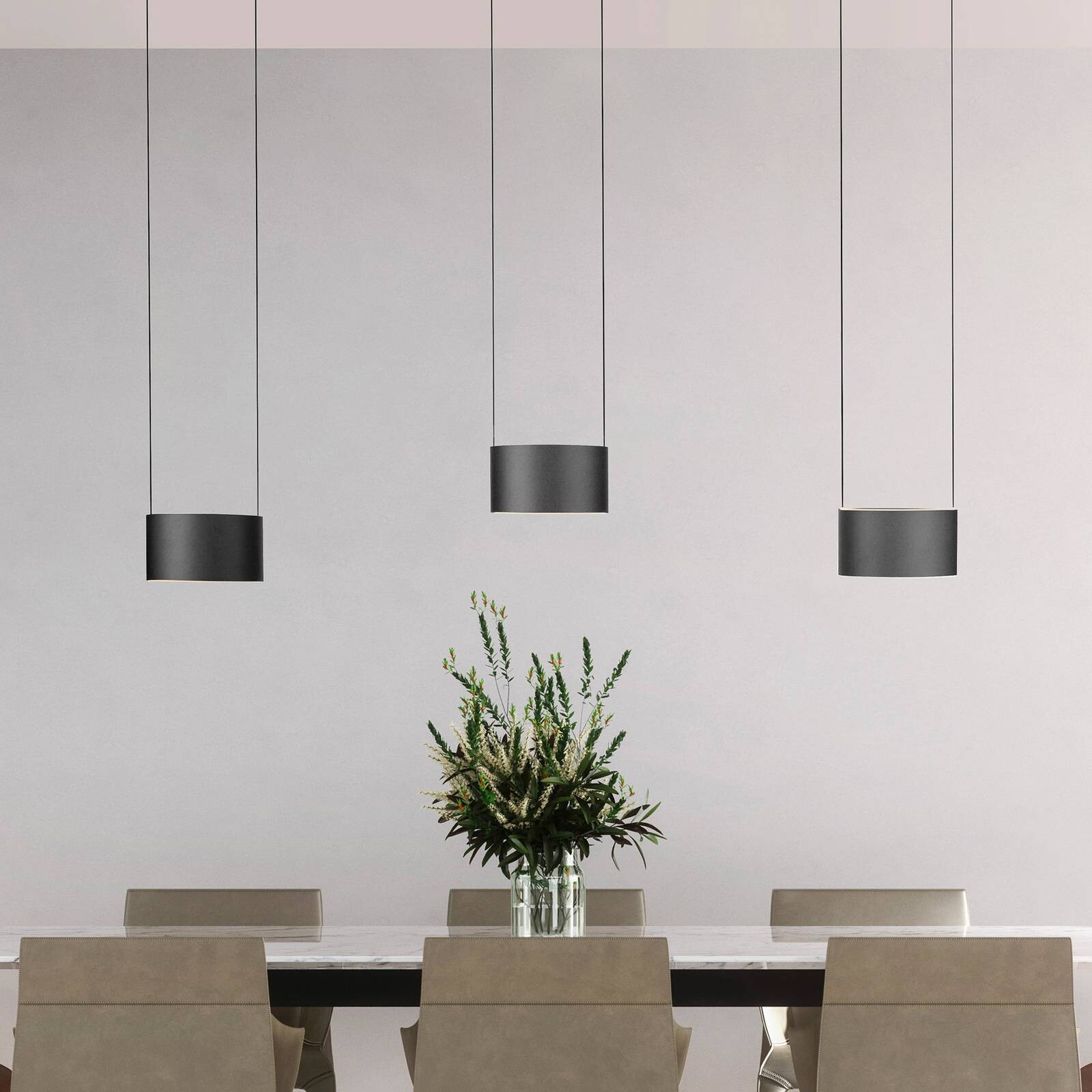 PURE LED závesné svietidlo Clipse, sivá, dĺžka 110 cm, CTT, 6-pl.