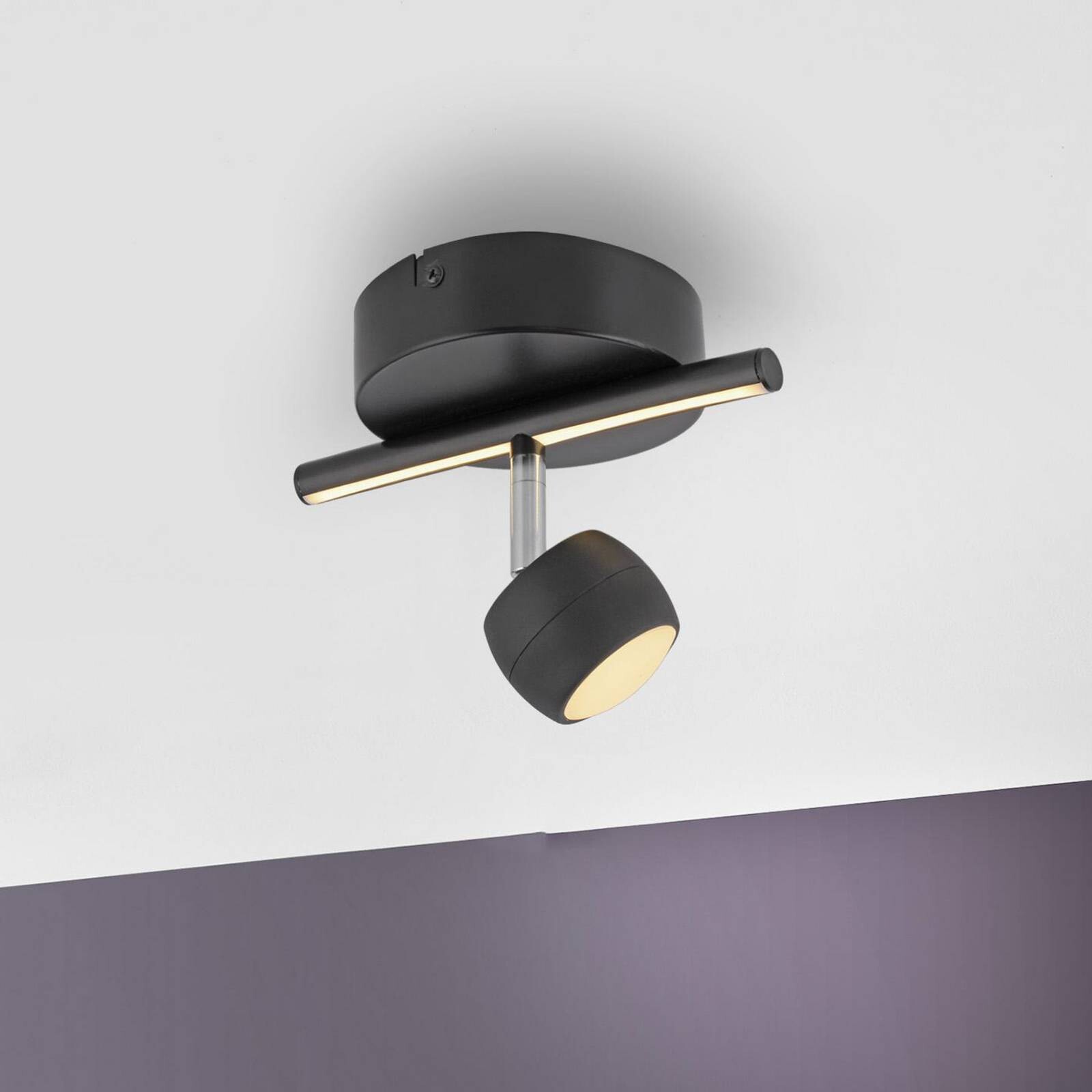 JUST LIGHT. LED stropné bodové svetlá Jarik, 1-pl., čierny, 3 000 K