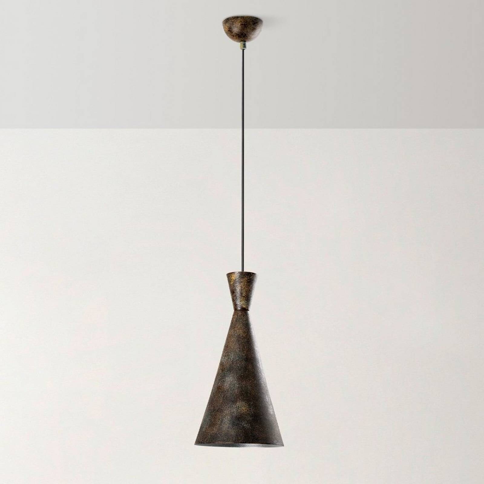 Závesné svietidlo Tom, čierno-hnedé, kov, Ø 19 cm, E27