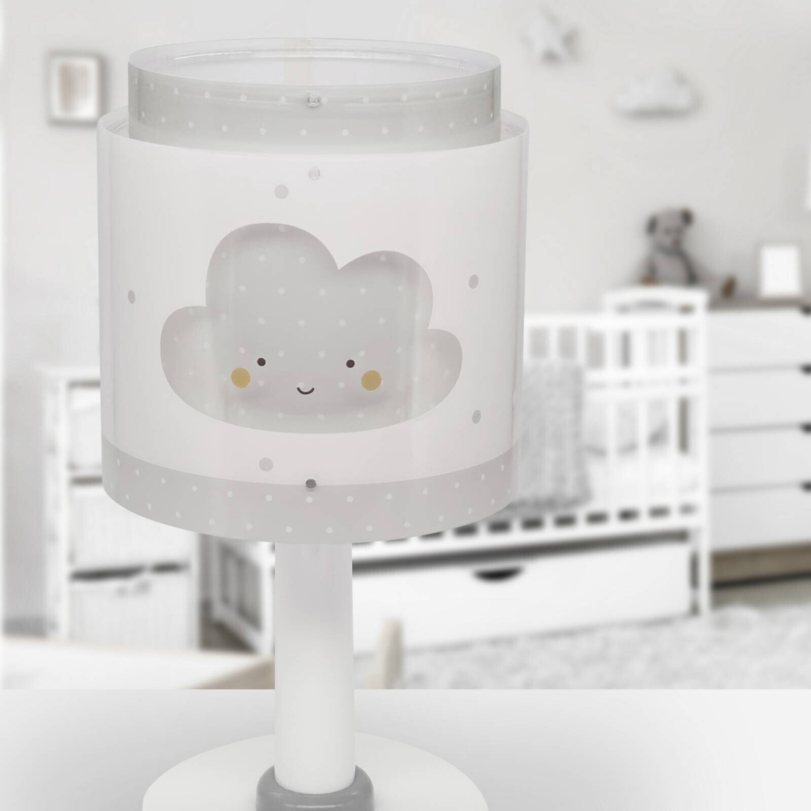 Detská stolová lampa Baby Dreams, sivá, G4, Ø 15 cm