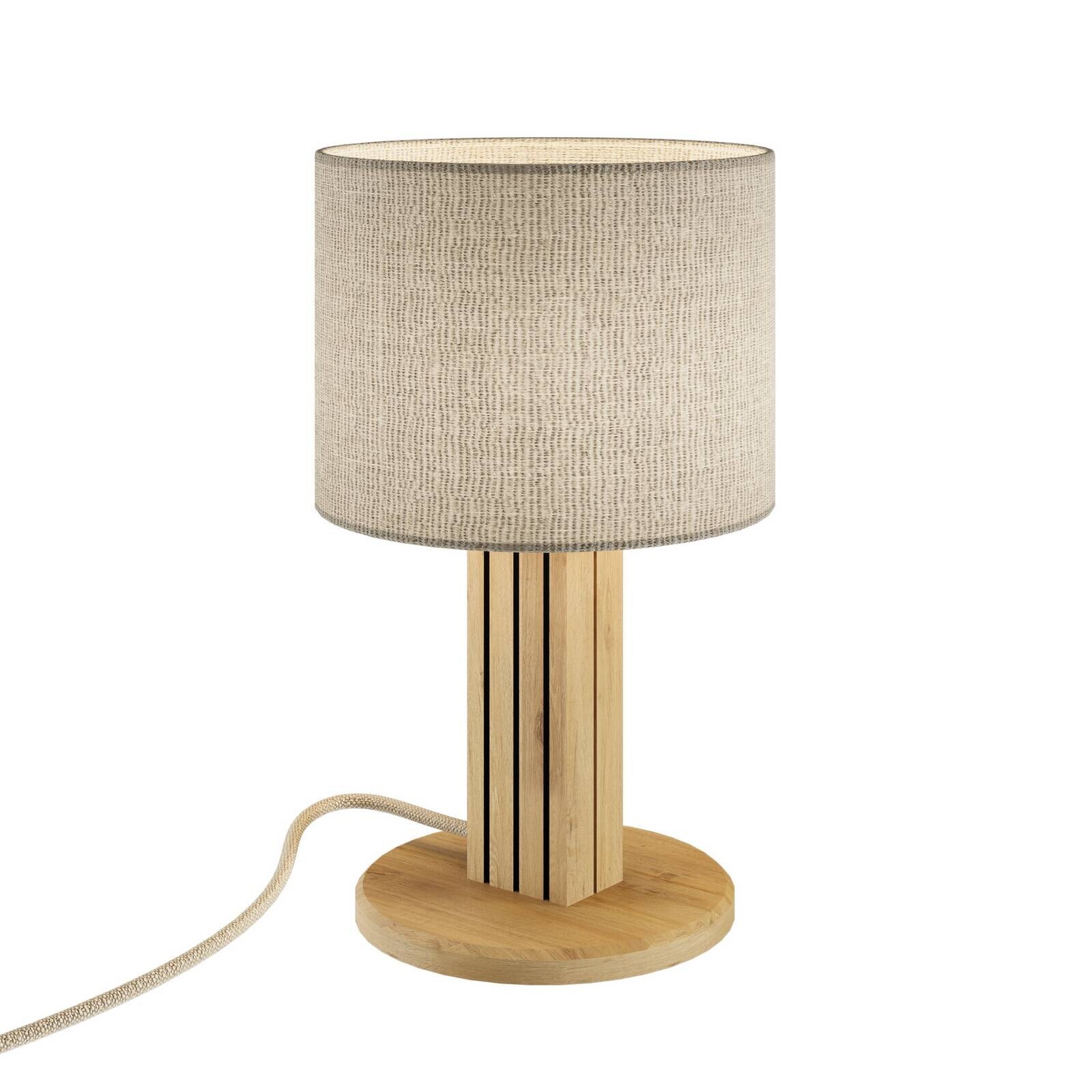 Stolová lampa Inka S, dub/čierna, drevo/textil, výška 30 cm