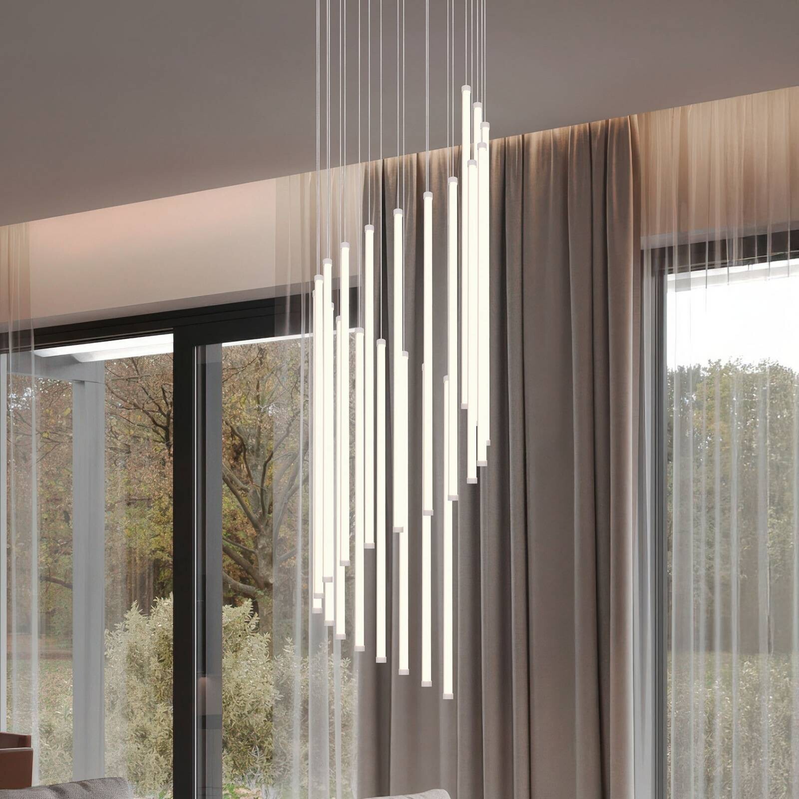 LED závesné svietidlo Baxter, svetlošedá, Ø 37 cm, kov CCT stmievateľné