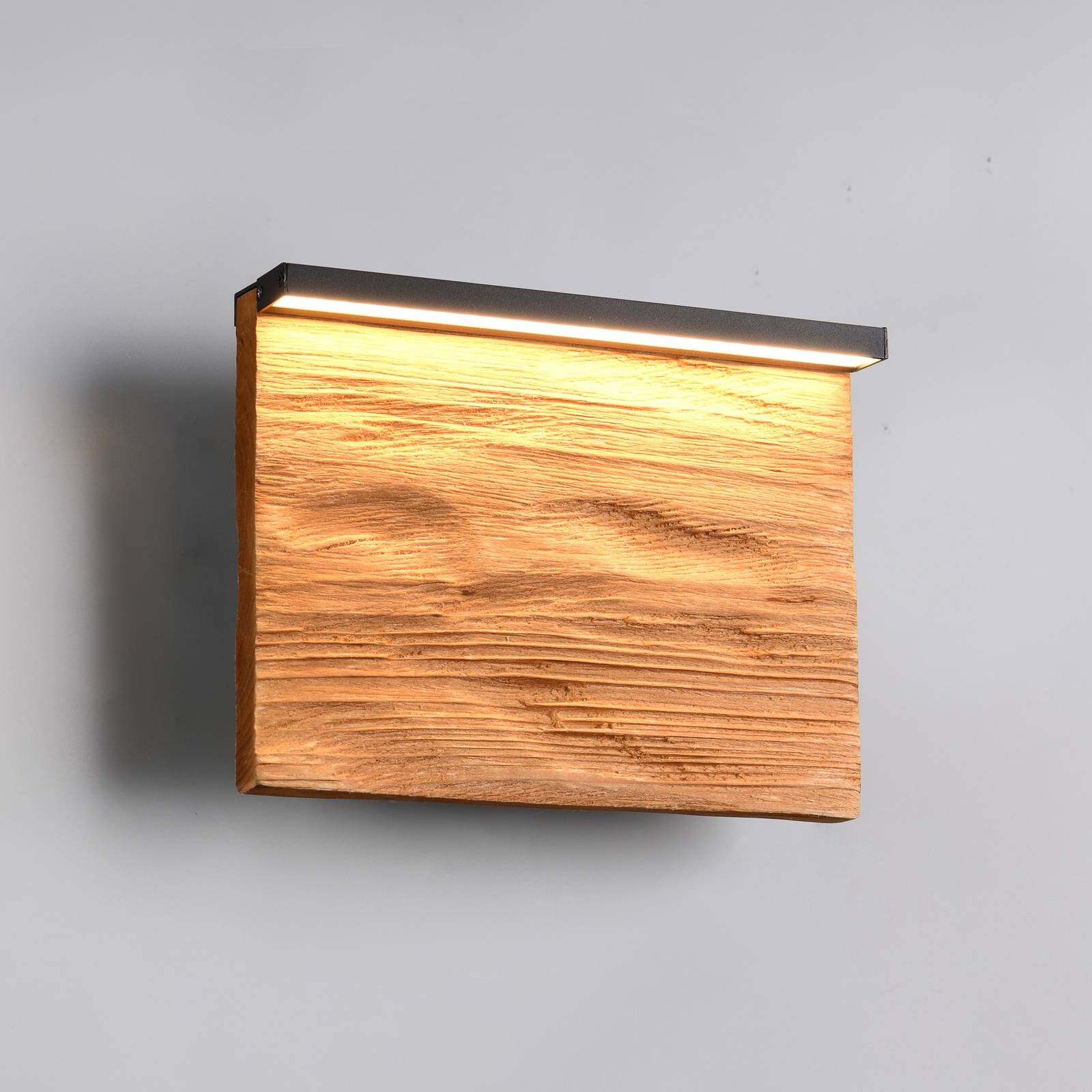 LED nástenné svetlo Kalea, šírka 20 cm, farba dreva, drevo