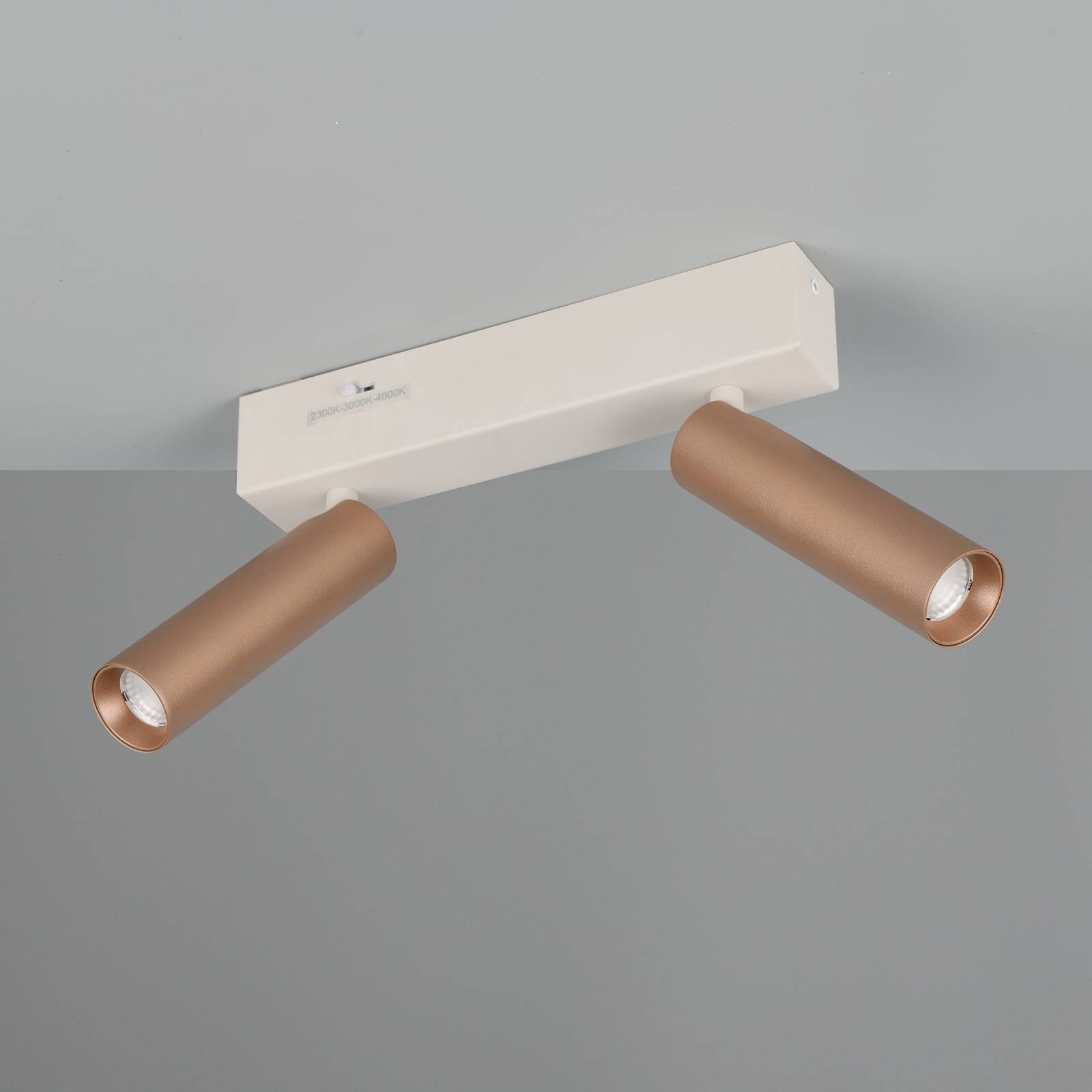 LED stropné bodové svetlá Ambala, dĺžka 26 cm, sivá/hnedá, 2-pl.