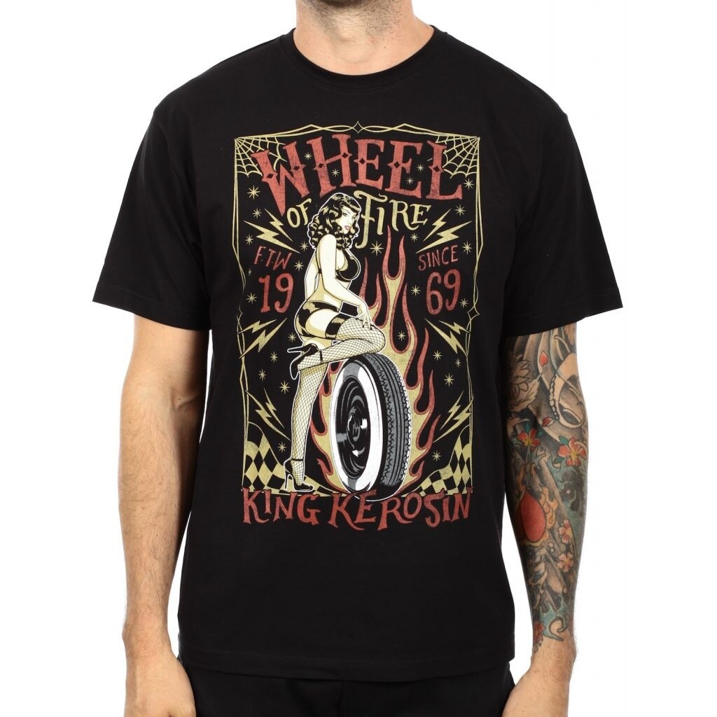 Tričko King Kerosin Wheel of Fire - čierne, S