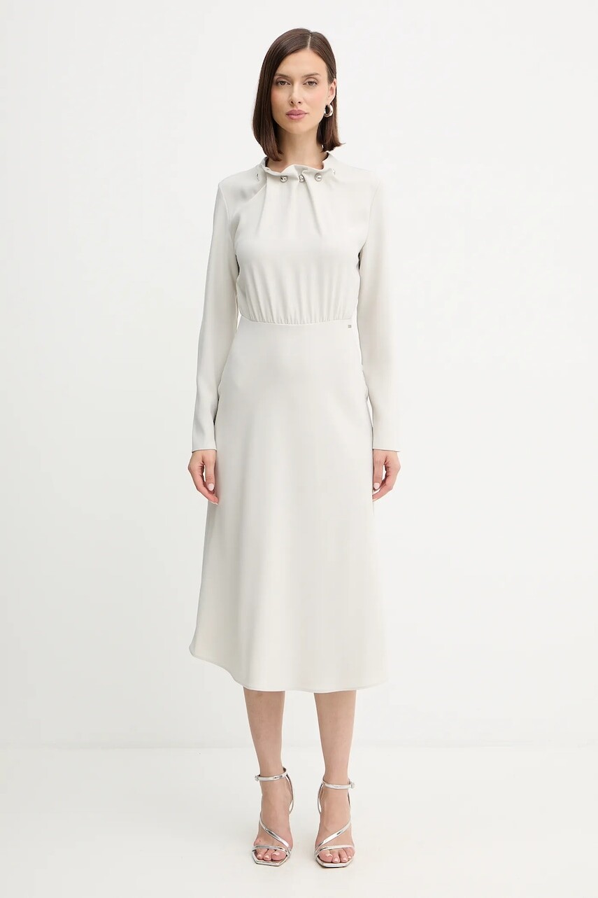 Šaty Armani Exchange šedá farba, midi, áčkový strih, XW000735 AF16125