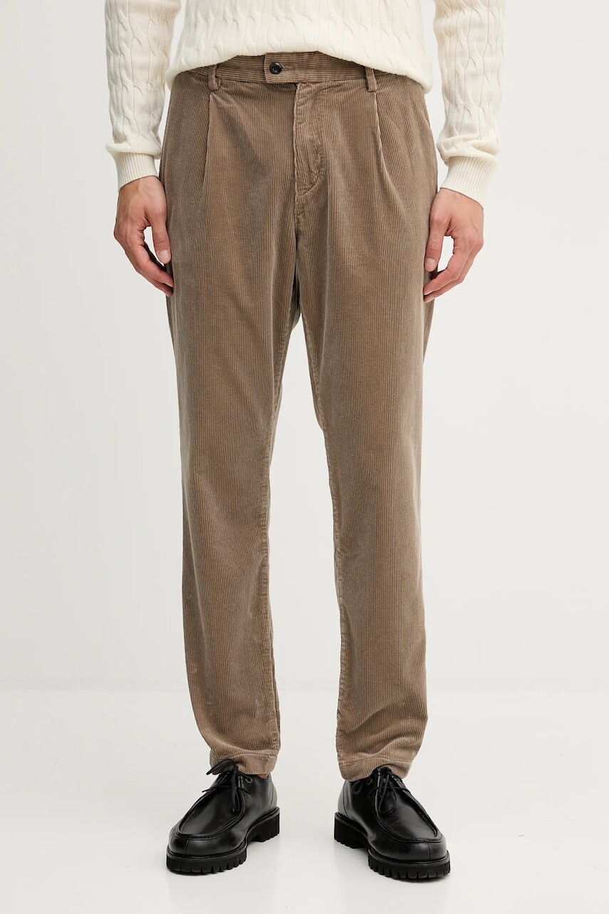 Menčestrové nohavice Tommy Hilfiger béžová farba, rovný strih, MW0MW40334