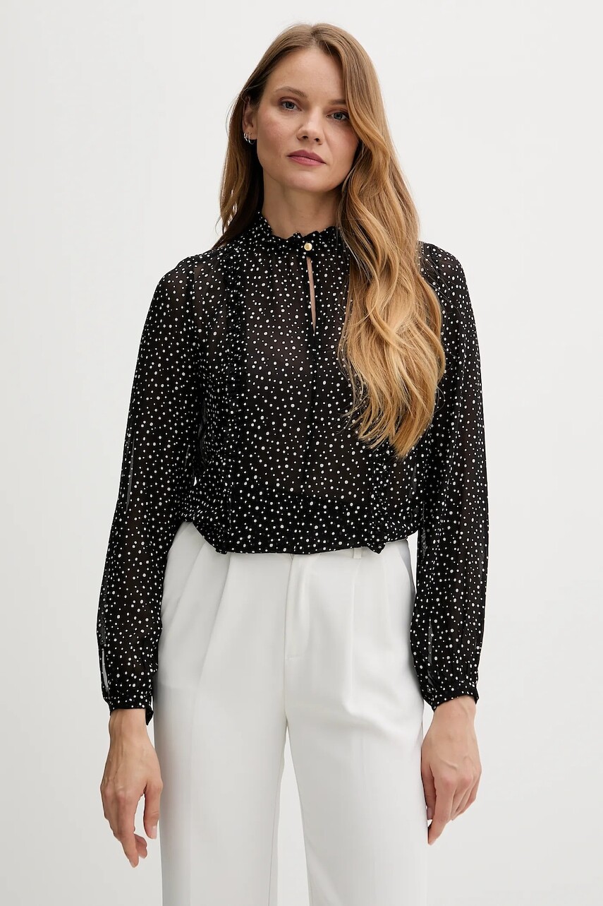 Blúzka Tommy Hilfiger čierna farba, vzorovaná, WW0WW47494