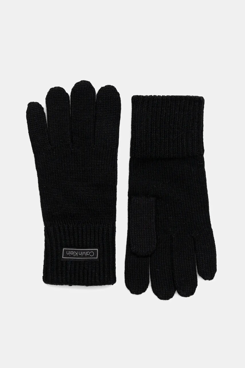 Vlnené rukavice Calvin Klein čierna farba, LV14F8041G