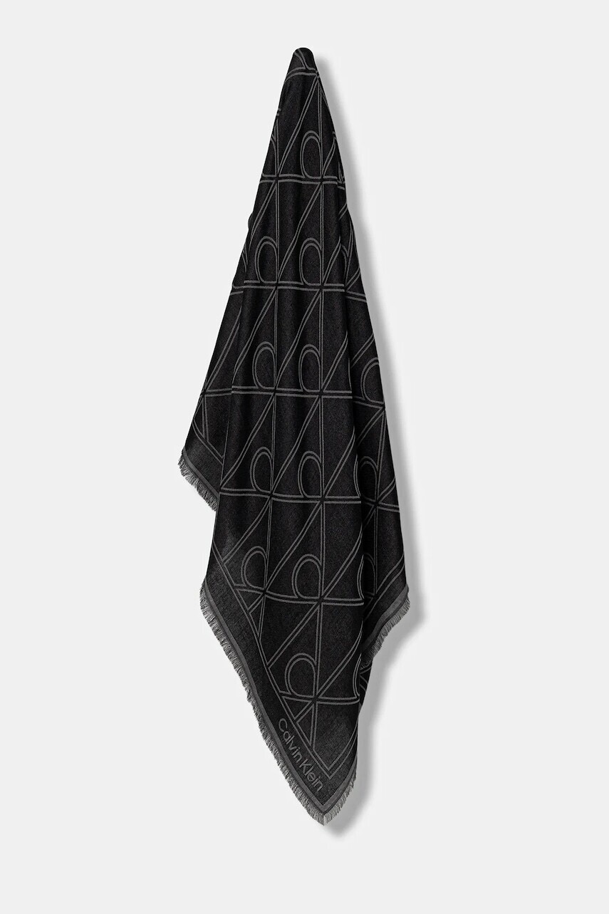 Šatka Calvin Klein šedá farba, vzorovaná, LV04D8062G