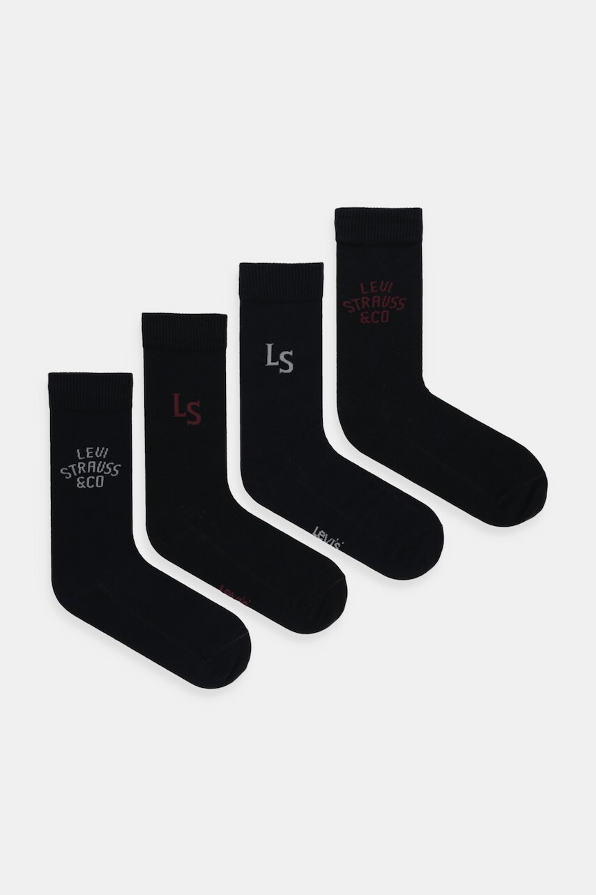 Ponožky Levi's 4-pak čierna farba, 37157-1306