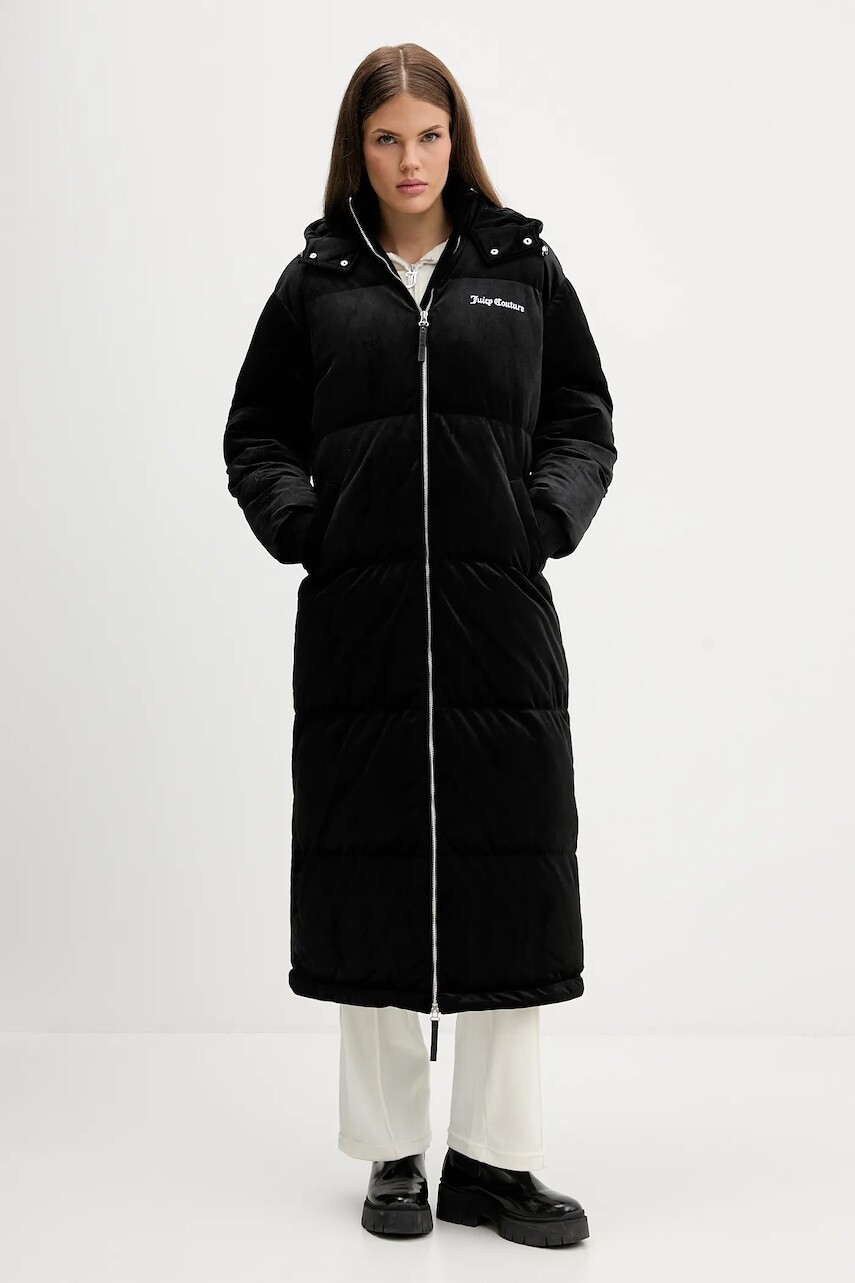 Zamatová bunda Juicy Couture čierna farba, zimná, JCOIJ225552