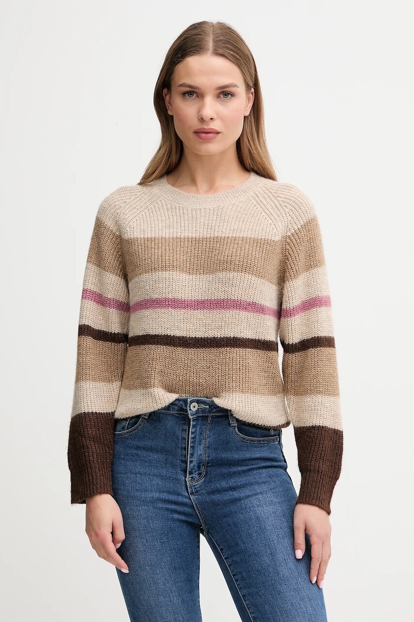 Sveter s prímesou vlny Pepe Jeans béžová farba, PL7000046