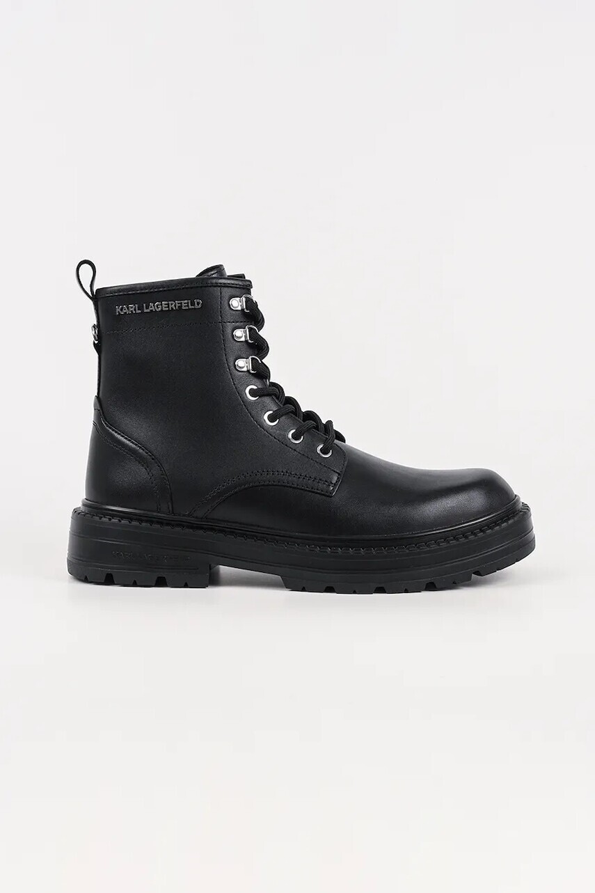 Kožené poltopánky Karl Lagerfeld MILES čierna farba, KL10255