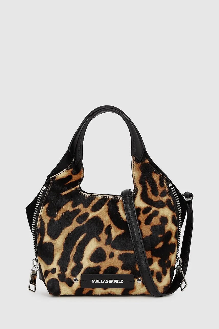 Kožená kabelka Karl Lagerfeld hnedá farba, A4W30123