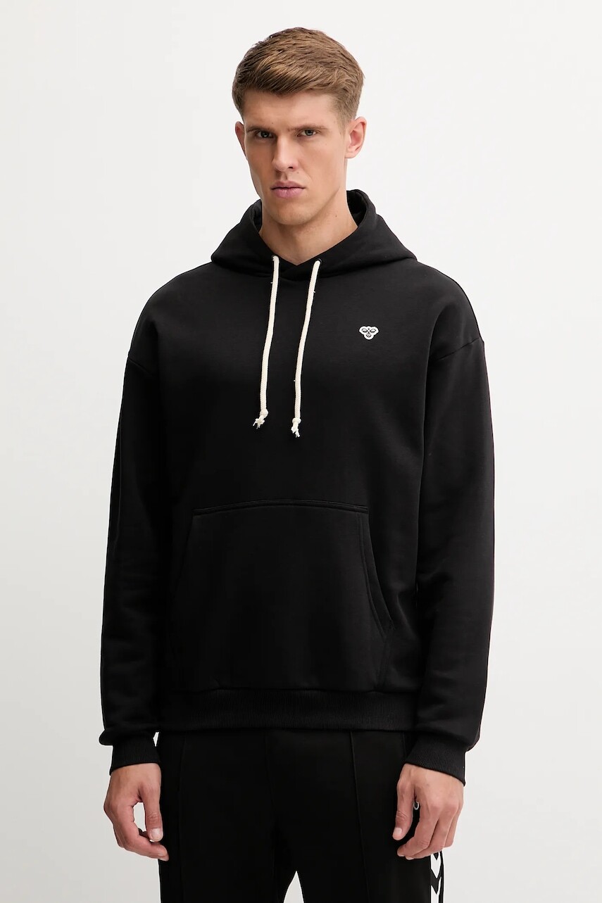 Mikina Hummel čierna farba, s kapucňou, jednofarebná, 232944
