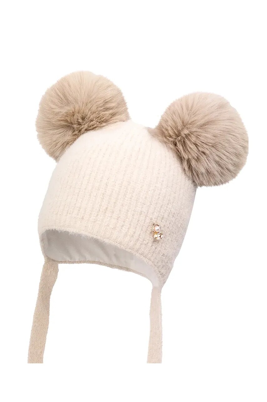 Čiapka s prímesou vlny Jamiks CERENA IIA béžová farba biela, JZI013