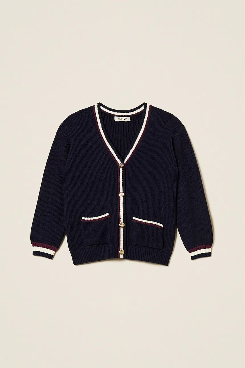 Detský sveter Twinset tmavomodrá farba, ľahký, 252GJ3033