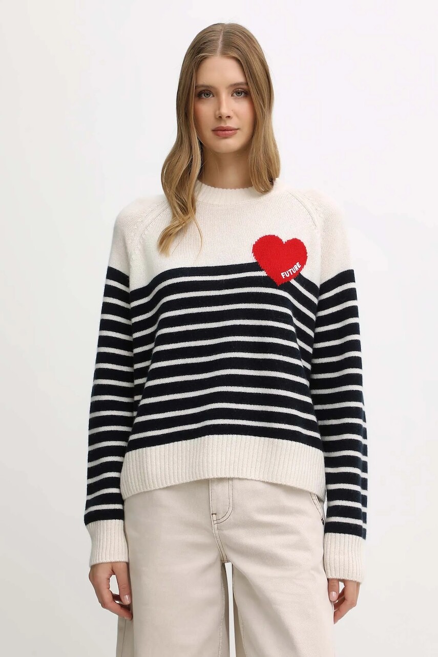 Vlnený sveter FROM FUTURE béžová farba, ľahký, WPR03378