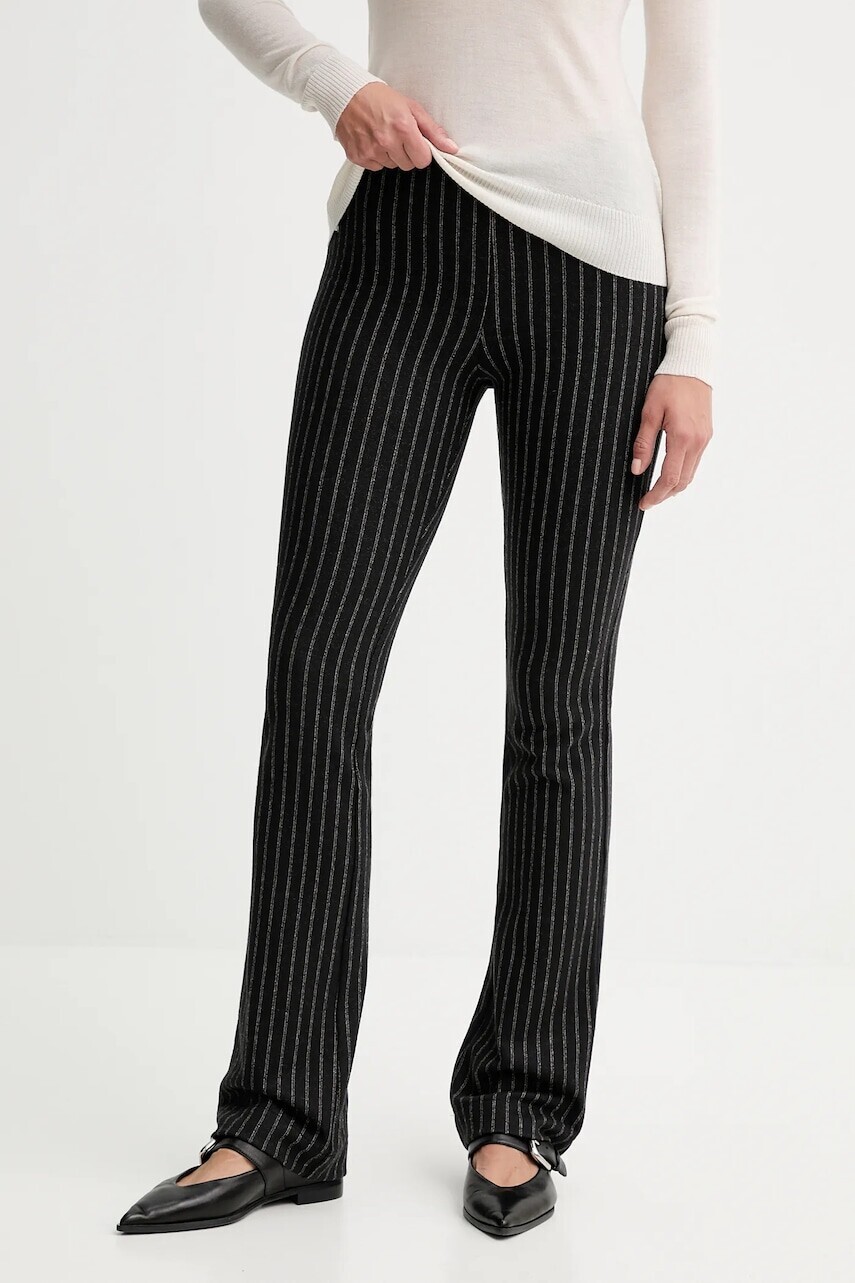 Nohavice Sessun čierna farba, rovný strih, stredne vysoký pás, 25107035