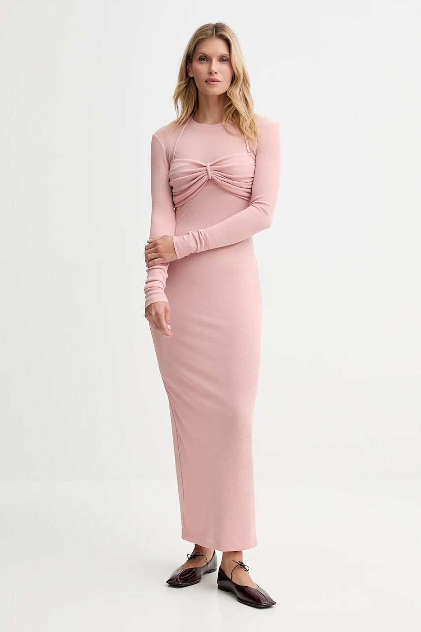 Šaty Nanushka ružová farba, maxi, priliehavé, NW25PFDR07931