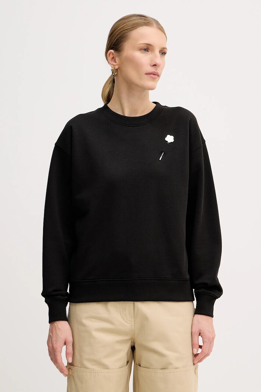 Bavlnená mikina Kenzo dámska, čierna farba, s nášivkou, FF52SW1744MF.99J