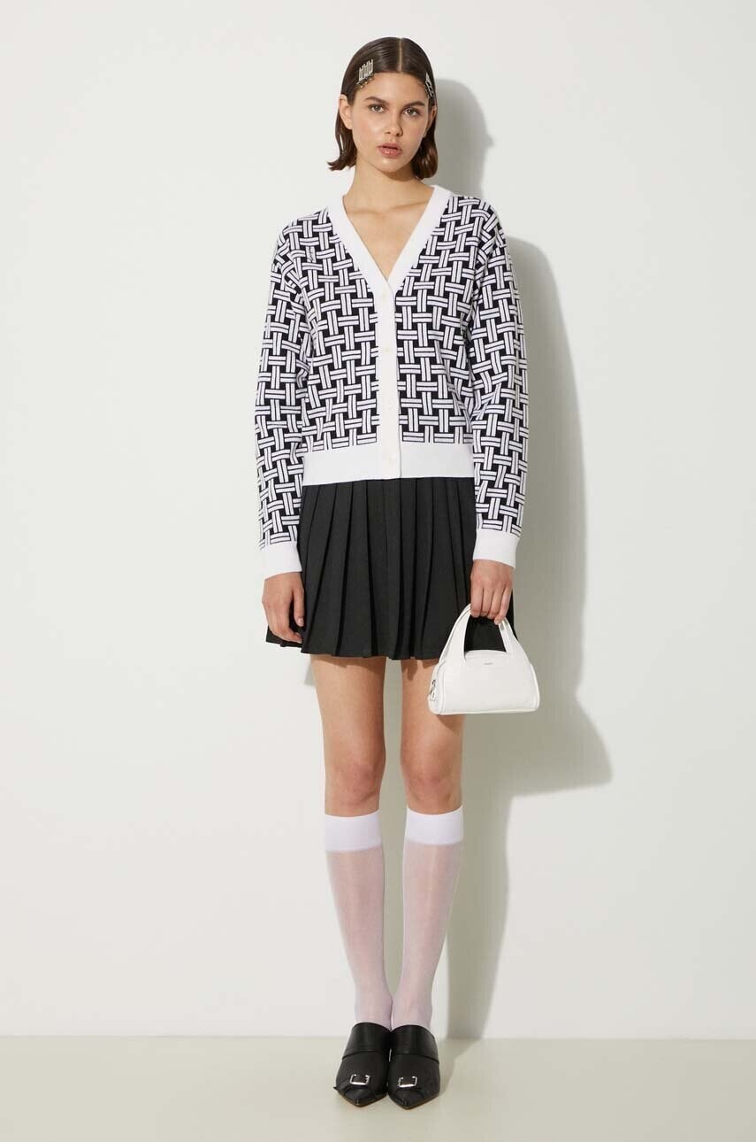 Kardigán s prímesou vlny Kenzo Weave Cardigan biela farba, FE62CA4723CA.02