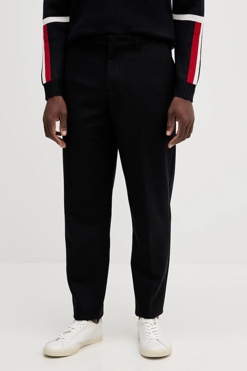 Vlnené nohavice Armani Exchange tmavomodrá farba, strih chinos, XM001856 AF16644