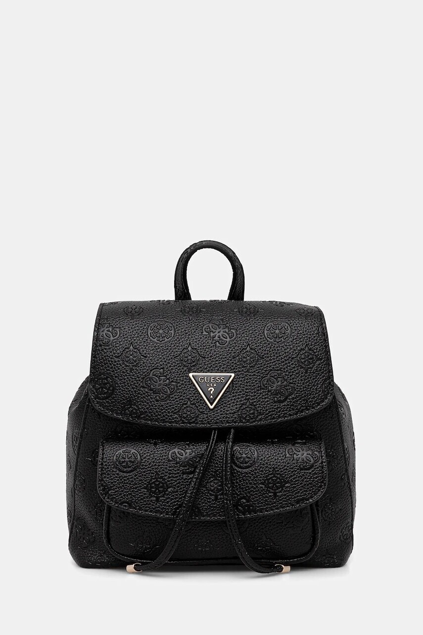 Ruksak Guess CRESIDIA dámsky, čierna farba, malý, s nášivkou, HWPD98 88310