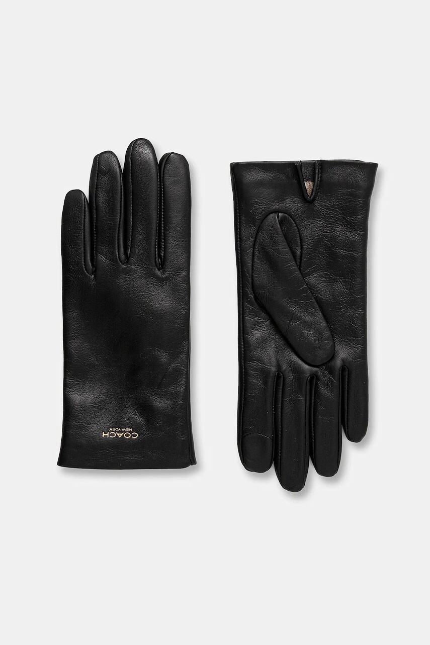 Kožené rukavice Coach čierna farba, 29CCN07