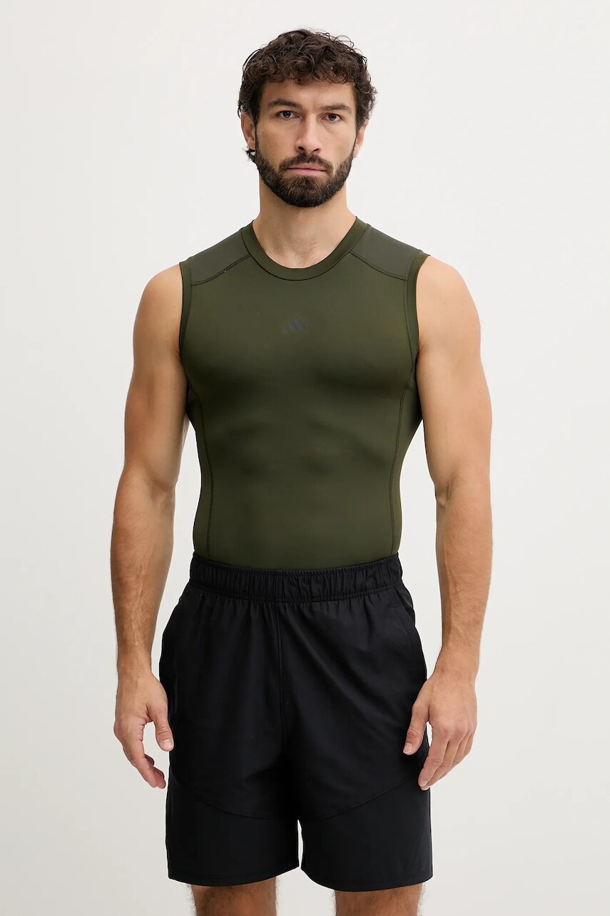 Tréningové tričko adidas Performance Techfit Compression zelená farba, JX2565