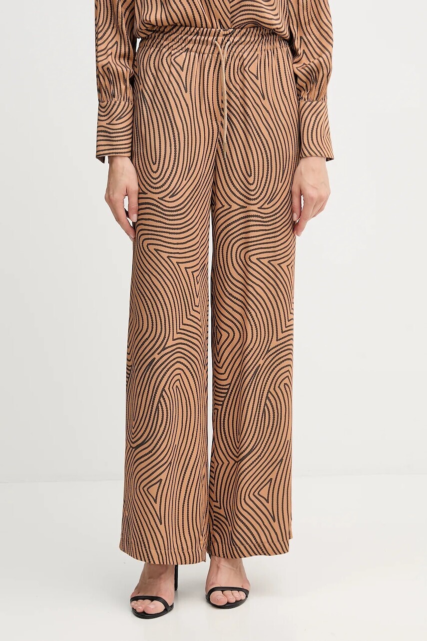 Nohavice Marc Aurel hnedá farba, široké, vysoký pás, 1853-1002-24812