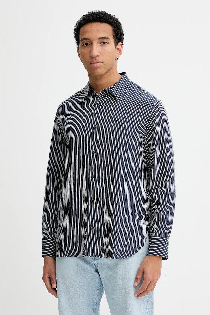 Košeľa Calvin Klein tmavomodrá farba, regular, s klasickým golierom, LV04LD124G