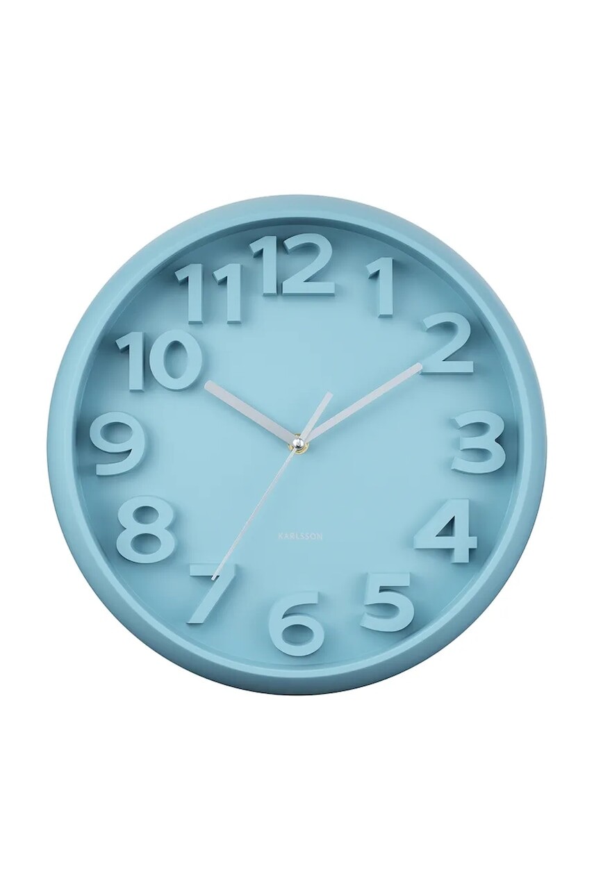Nástenné hodiny Karlsson Elevated Classic 33,5 cm modrá farba