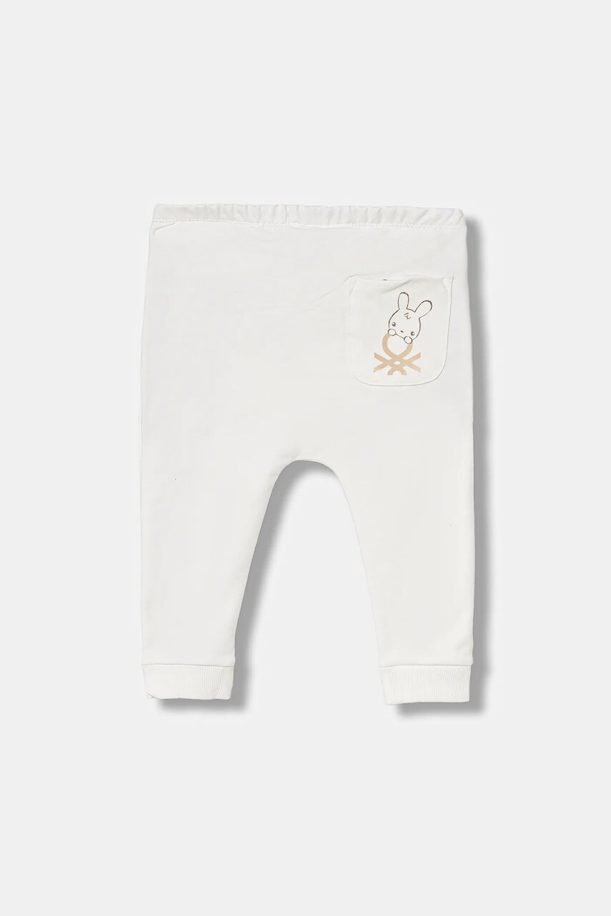 Detské tepláky United Colors of Benetton biela farba, jednofarebné, 3K1CAF02J