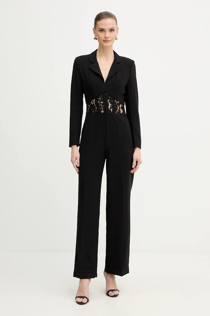 Overal Morgan čierna farba, čipkovaný, s golierom, PCORSE