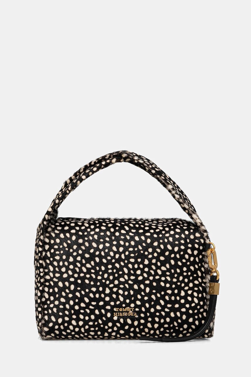 Kožená kabelka Tommy Hilfiger čierna farba, AW0AW18230