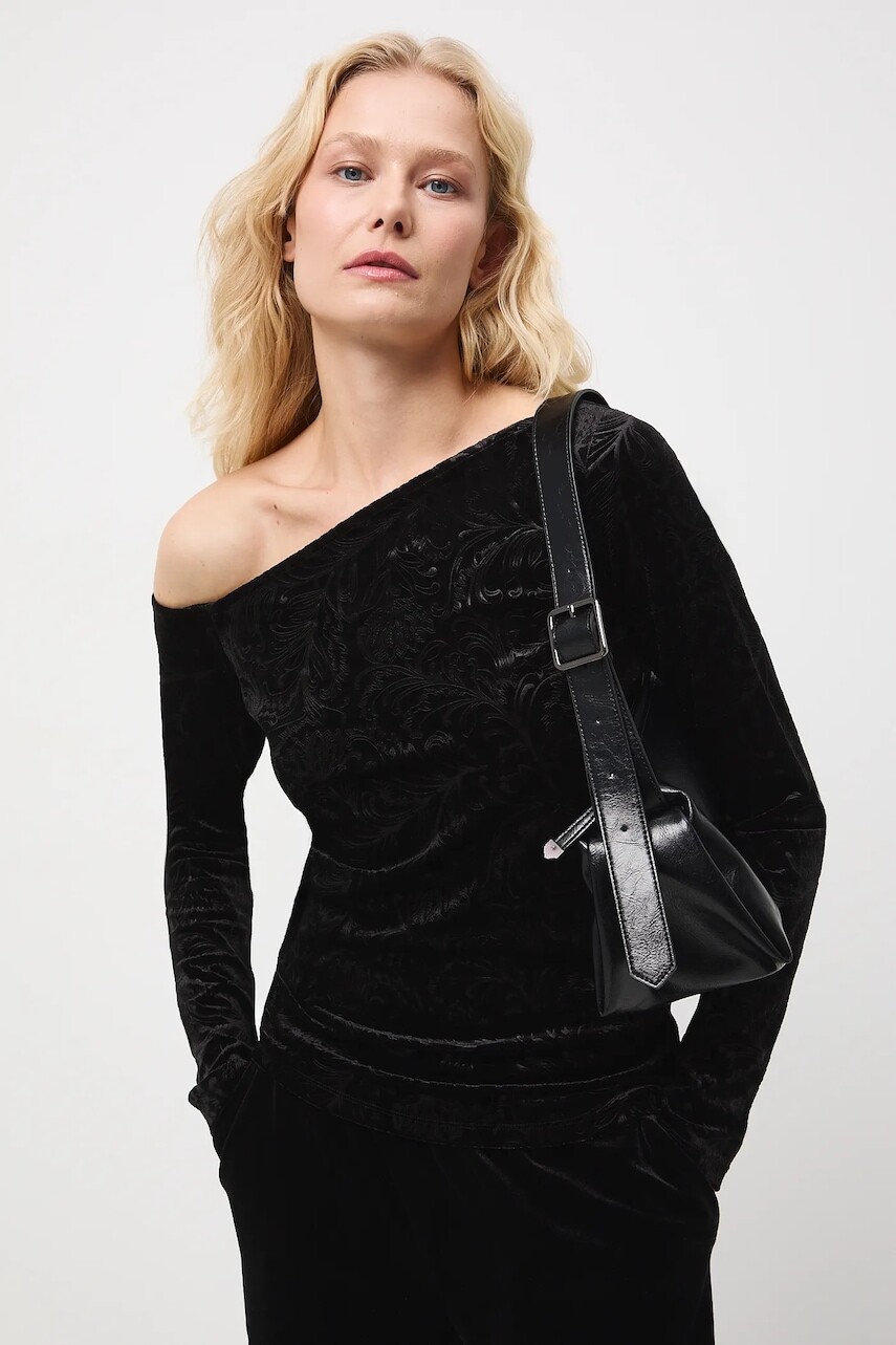 Tričko s dlhým rukávom Medicine čierna farba, odhalené ramená