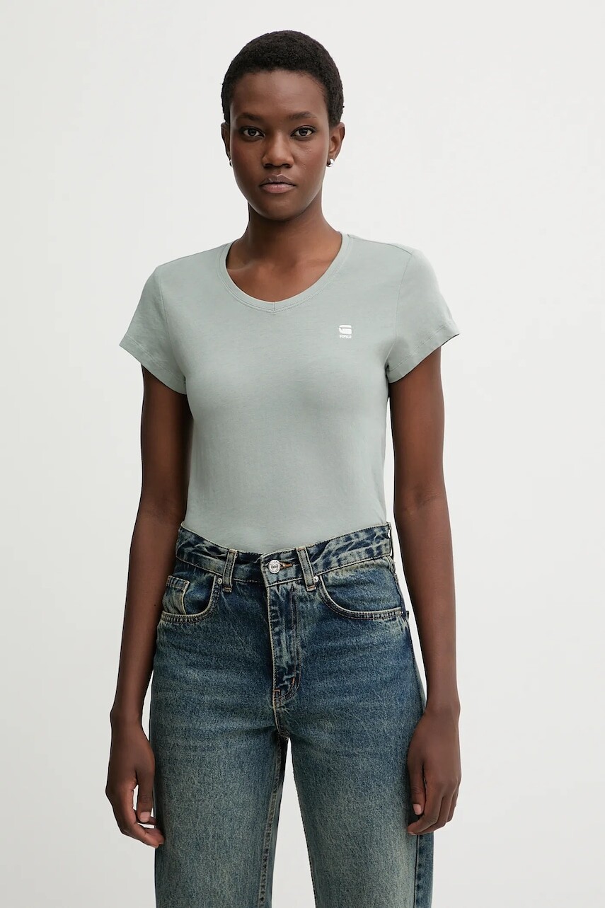 Bavlnené tričko G-Star dámske, zelená farba, D24533-4107