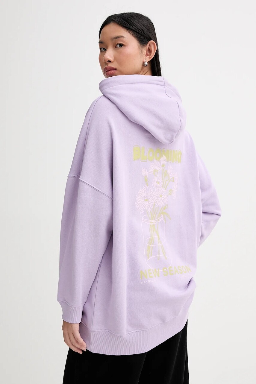 Bavlnená mikina Marc O'Polo fialová farba, s kapucňou, jednofarebná, 5000009351