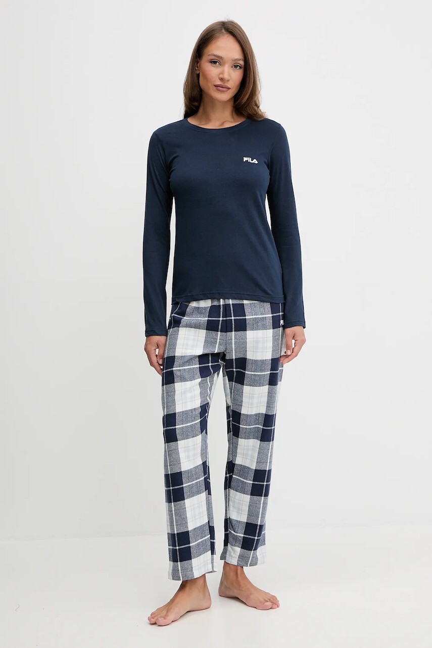 Bavlnené pyžamo Fila tmavomodrá farba, bavlnené, FPW4223