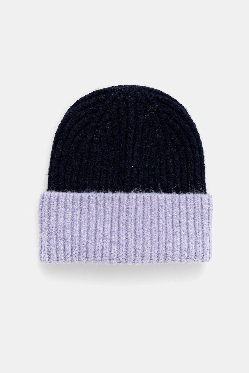 Čiapka s prímesou vlny United Colors of Benetton tmavomodrá farba, 6NWBDA01L
